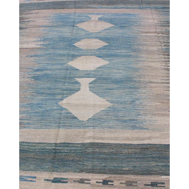 2020s Modern Tribal Kilim in Shades of Blue's and Gray's For Sale In Atlanta - Image 6 of 12