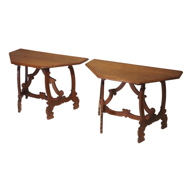 Antique Italian Console Tables, 1700, Set of 2 For Sale