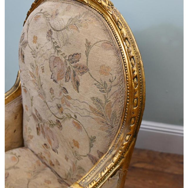 French Louis XVI Giltwood Bergere Armchairs, Set of 2 For Sale - Image 3 of 4