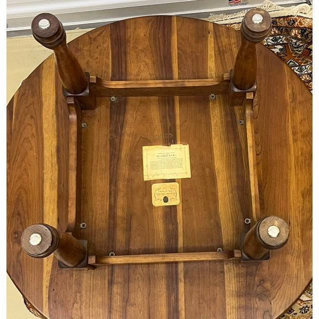 L. & J.G. Stickley, Inc. Vintage Stickley Round Cherry Queen Anne Style Coffee Table With Polished Granite Top For Sale - Image 4 of 9