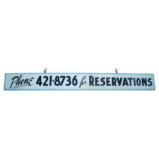 48" Large Handpainted Advertising Sign "Reservations" For Sale