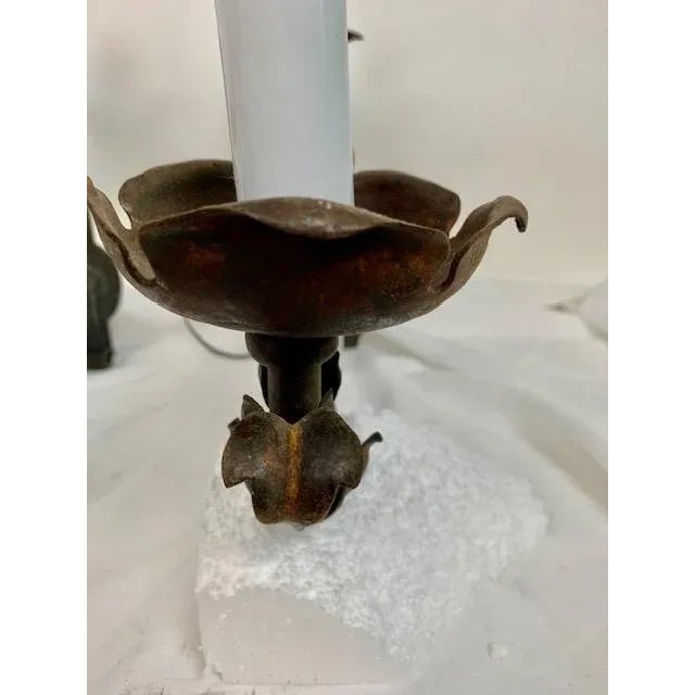 Metal Vintage Spanish Swing Arm Hand Forged Spanish Sconces - Pair For Sale - Image 7 of 12