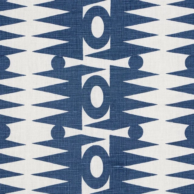 Abstract Schumacher x Drusus Tabor Ra Fabric in Navy For Sale - Image 3 of 4