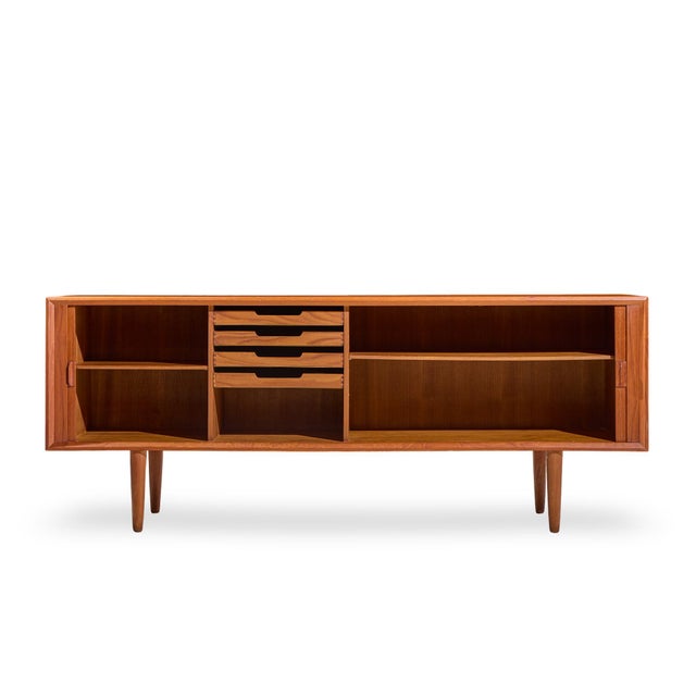 Svend Aage Larsen Mid Century Danish Teak Tambour Door Credenza For Sale In Chicago - Image 6 of 12