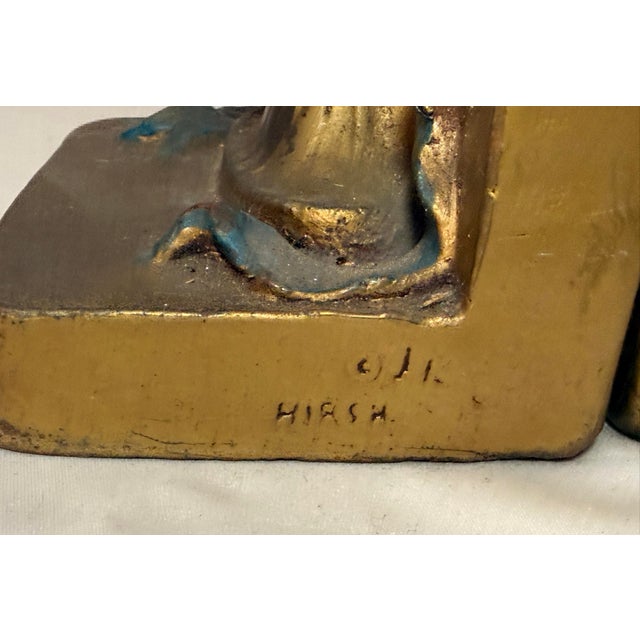 Large Pair Antique j.b. Hirsch Patinated Bronze Clad Fruit Baskets Bookends For Sale - Image 9 of 12