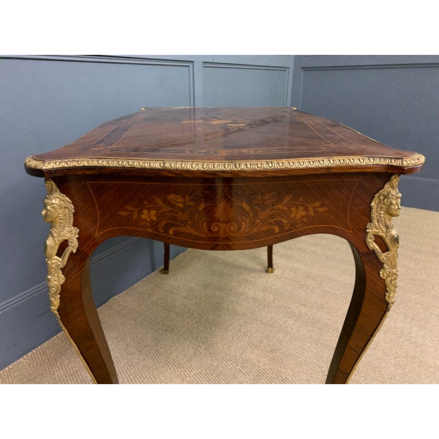 Inlaid Rosewood Floral Marquetry Table, 1880 For Sale - Image 9 of 15