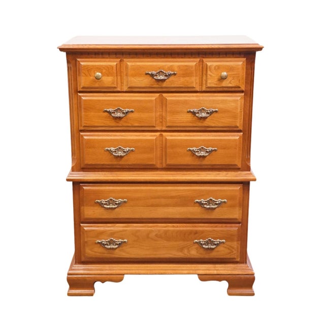 French Country Sumter Cabinet Co. Sterling Oak Collection Country French 37" Chest on Chest 1806 For Sale - Image 3 of 14