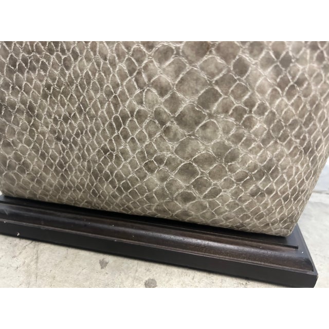 Pair of Lee Industries Bongo Stools - Unique Custom ‘Snakeskin’ Embossed Upholstery For Sale In Seattle - Image 6 of 6