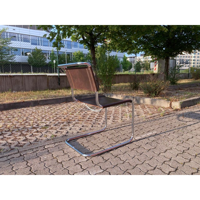 Maroon Vintage Cognac Brown S33 Chairs by Mart Stam for Thonet, 2010, Set of 4 For Sale - Image 8 of 18