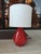 Modern Modern Robert Abbey Red Lamp With Linen Drum Shade For Sale - Image 3 of 6