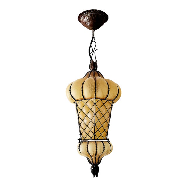1940s Venetian Blown Glass Scavo Lantern For Sale