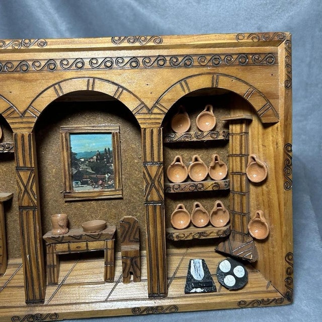 Bring rustic character and handcrafted charm to your home with this vintage 3D miniature kitchen diorama shadow box. The...