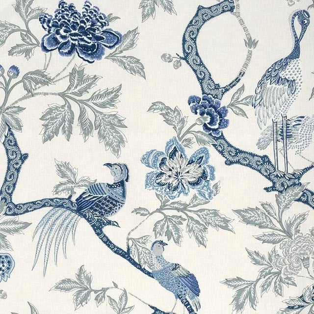 Schumacher Arbre Chinois Fabric in Porcelain For Sale