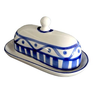 Vintage Dansk Arabesque Ceramic Butter Plate and Lid, 2 Piece Set For Sale