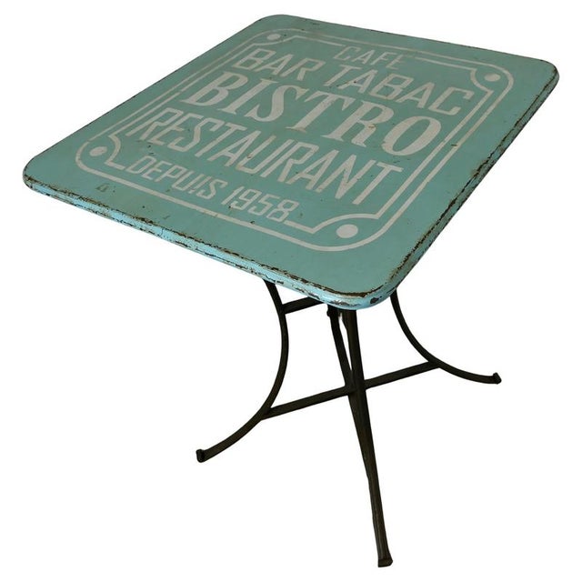 Vintage French Enamel Bistro Table, 1950s For Sale - Image 9 of 9