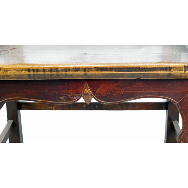 Brown Antique Chinese Low Back Arm Chair For Sale - Image 9 of 11