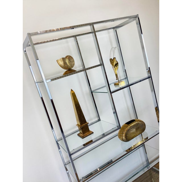 Milo Baughman Vintage 1970s Milo Baughman Style Chrome Etagere Bookcase Mid Century Modern For Sale - Image 4 of 13