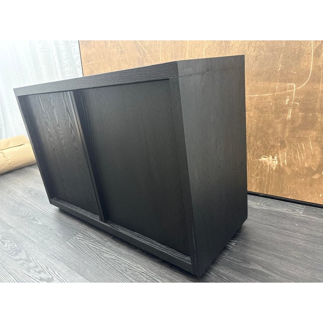 Rh Restoration Hardware Bezier Sideboard – 48" 2-Door Black Oak / Bronze | American White Oak | Designed by the Van Thiels For Sale - Image 9 of 18