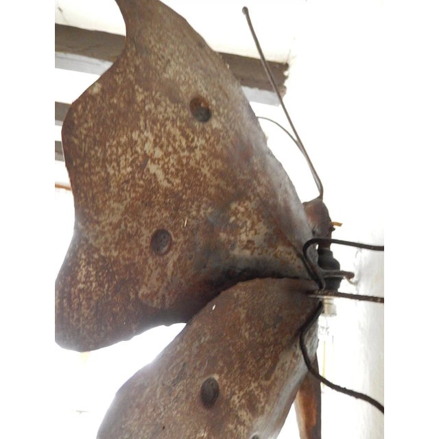Brown Midcentury Italian Brutalist Wrought Iron Butterfly Sconce For Sale - Image 8 of 12