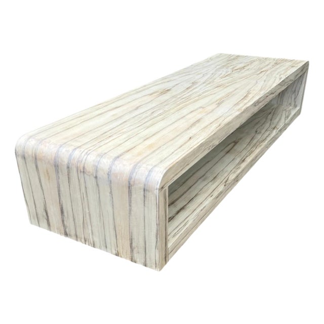 Contemporary Waterfall Coffee Table in Multi-Tonal Wood For Sale