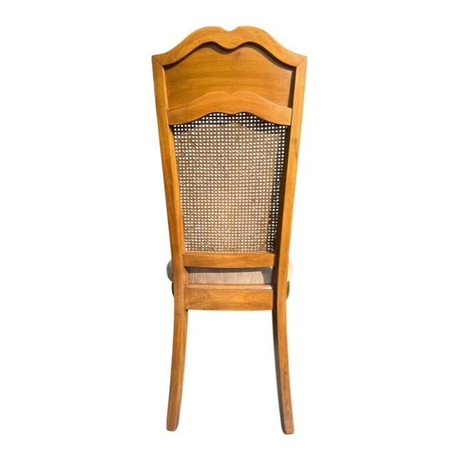 Vintage French Provincial Cane Back Dining Chairs, Newly Reupholstered – Set of 6 For Sale In Buffalo - Image 6 of 16