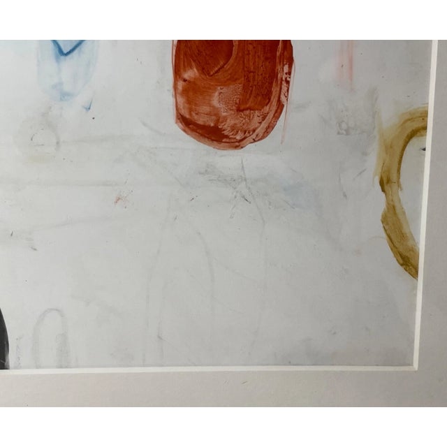 Paint 1990s Modern Original Mimi Young Abstract Acrylic Object Painting on Paper Framed For Sale - Image 7 of 13