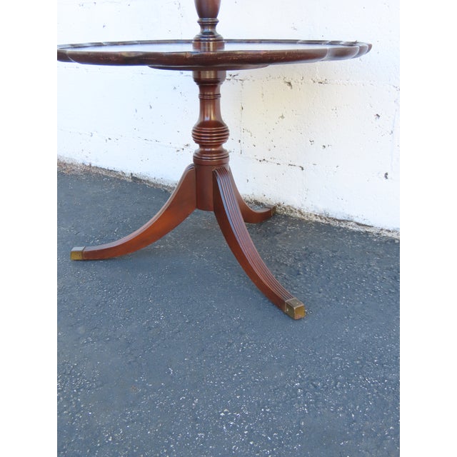 Brown 1940s Mahogany 3 Tiers Carved Pie Crust Round Side End Table 6911 For Sale - Image 8 of 10