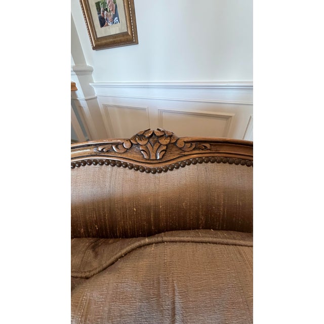 Wood Vintage Baker Furniture French Provincial Louis XV Carved Wood Settee For Sale - Image 7 of 10