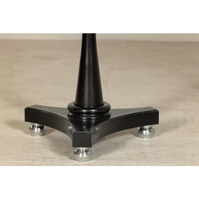 Black Marble Top Gueridon Tables with Silver Metal Ball Feet - A Pair For Sale - Image 11 of 12