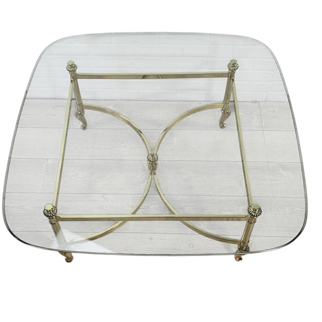 1970s Italian Brass and Glass Coffee Table, Hollywood Regency Style, 38.75", Circa 1970s For Sale - Image 5 of 12