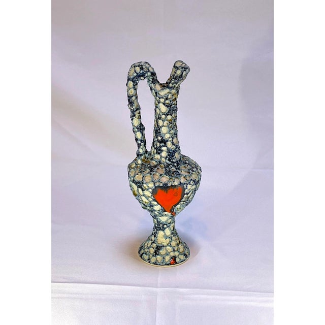 1960 Mid-Century Vallauris Style France Ceramic Pottery Glazed Turquoise & Black Vase. Please browse our large collection...