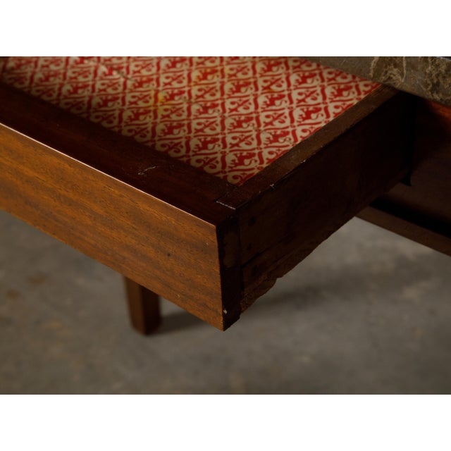 Walnut French 19th Century Console Table with Variegated Marble Top For Sale - Image 10 of 12