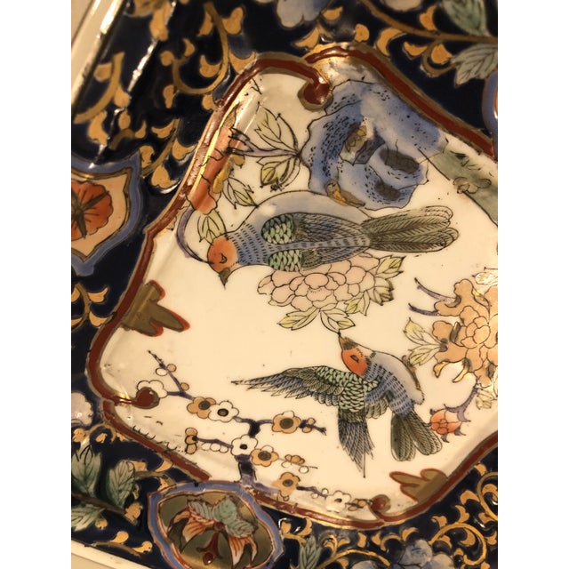 Ceramic Handpainted Chinoiserie Decorative Plate With Birds For Sale - Image 7 of 8