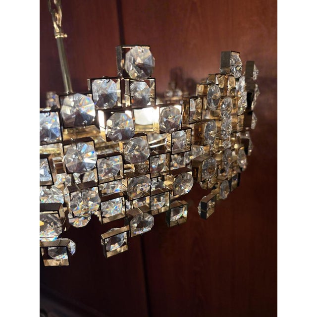 Brass and Crystal Glass Chandelier from Palwa, 1970s For Sale - Image 6 of 9