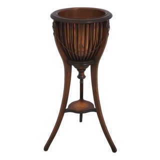 Adams Style Inlaid Mahogany Planter W. Copper Bucket For Sale