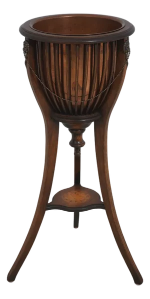 Adams Style Inlaid Mahogany Planter W. Copper Bucket
