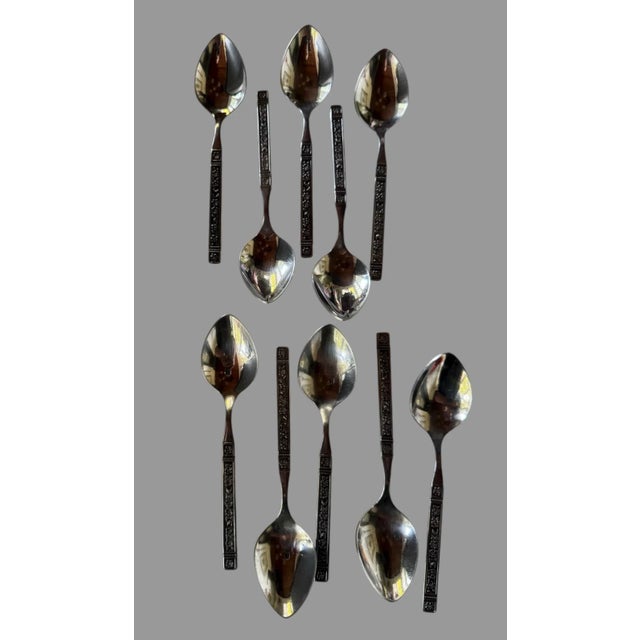 Oneida Vintage Retro Art Deco Dominica 48 Piece Stainless Flatware Set for 8 by Oneida Silver For Sale - Image 4 of 9