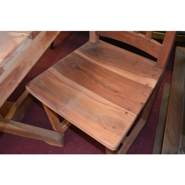 Auburn Vintage Rhodesian Teak Square Dining Kitchen Table With 2 Matching Chairs - From Zimbabwe For Sale - Image 8 of 16