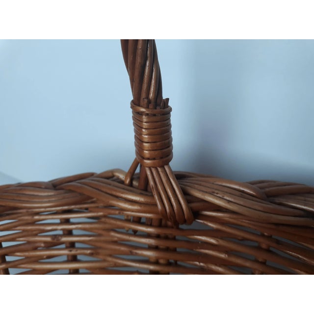 Wood 1960s Yugoslavia Natural Woven Square Basket With Handle For Sale - Image 7 of 13