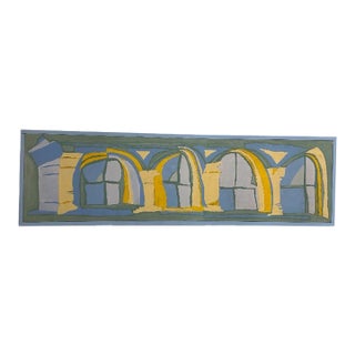 Vintage Abstract Architectural Modern Painting Signed by Carlson For Sale