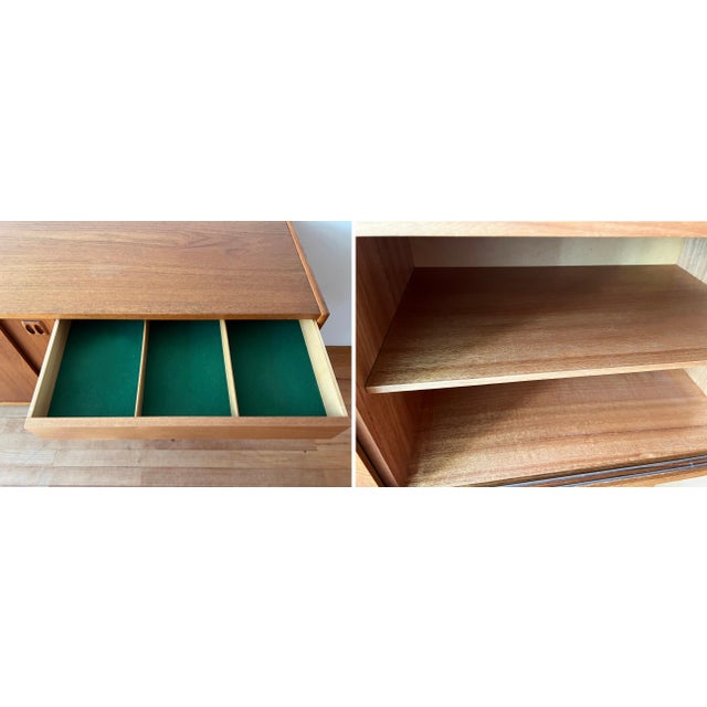 Henry Rosengren Hansen 1960s Mid Century Danish Teak Credenza with Shelving and Storage Drawer Denmark Design, Attributed For Sale - Image 4 of 16