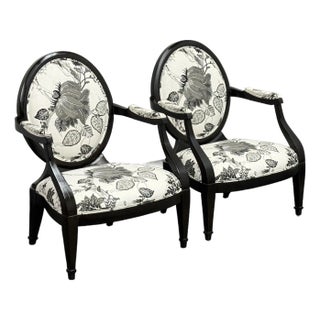 Kravet Furniture Truro Oval Back Armchairs, Pair For Sale