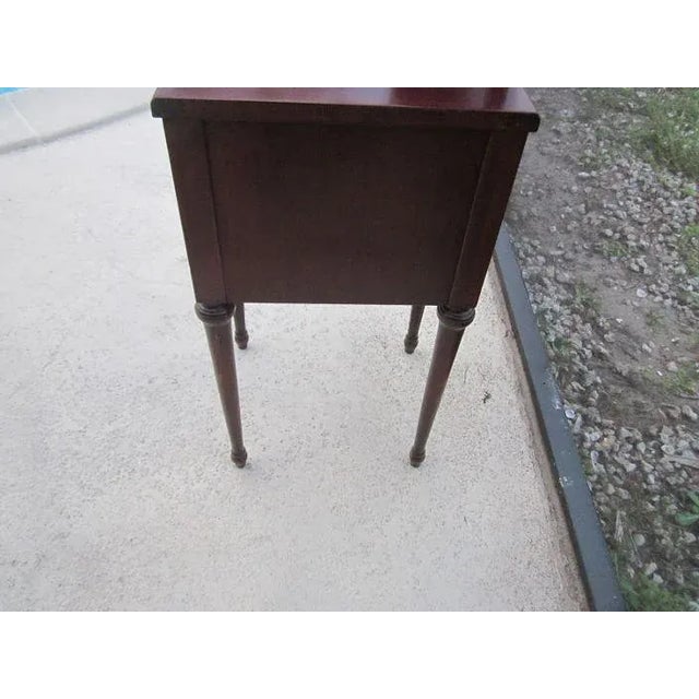 Vintage Wood Side Table in Solid Dark Tone 2 Drawer by John Stuart Co