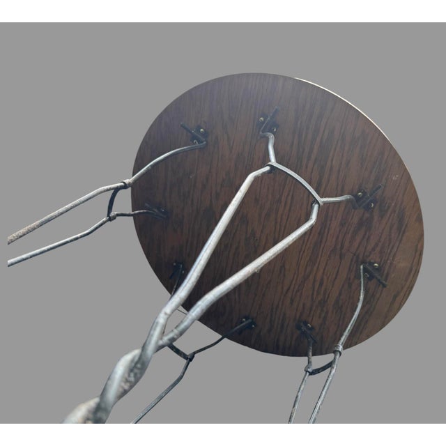 3 Piece Vintage Twisted Iron & Oak Ice Cream Parlor Set Table & 2 Chairs For Sale - Image 9 of 9