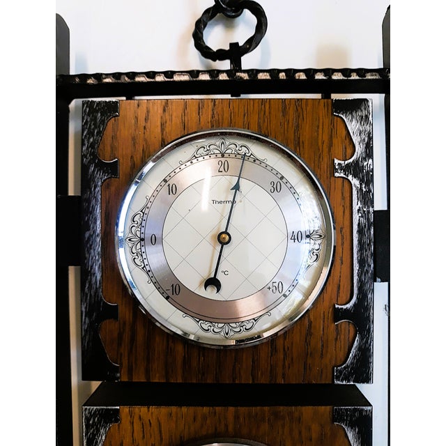 Weather Station Hygrometer Barometer Thermometer in Metal and Wood from Sundo, 1970s For Sale - Image 5 of 11