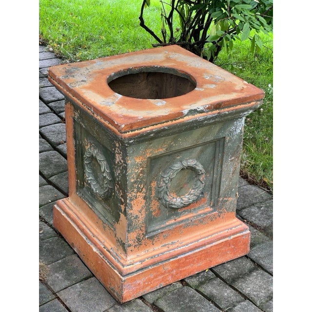 19th Century Continental Artisan Crafted Terracotta Garden Plinth, Urn Pedestal For Sale - Image 4 of 15