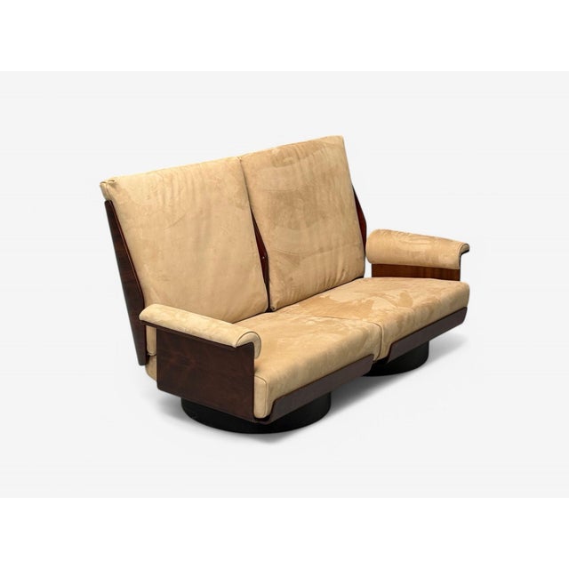 Mid-Century Modern Bernard Brunier, French Mid-Century, Rosewood, Suede, Rare Sofa Set, 1960s For Sale - Image 3 of 9