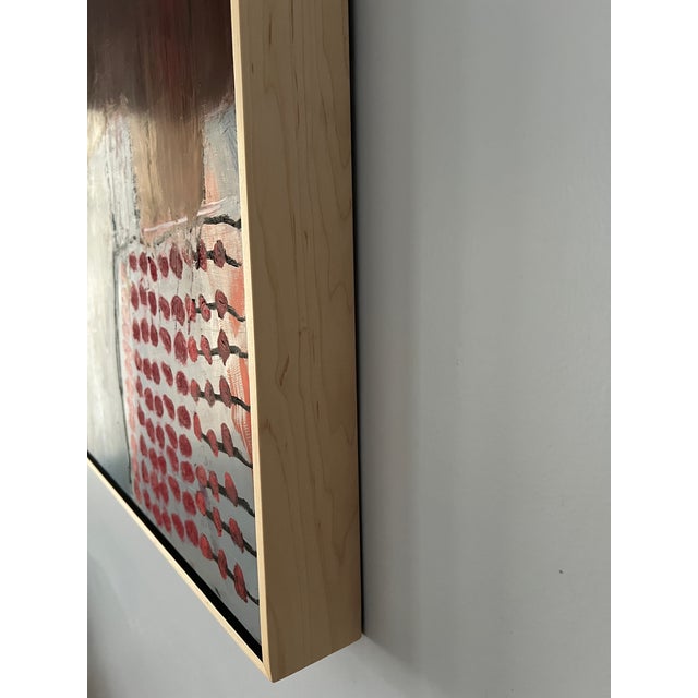 Ruby Red Flower Abstraction, Painting on Wood For Sale - Image 8 of 8