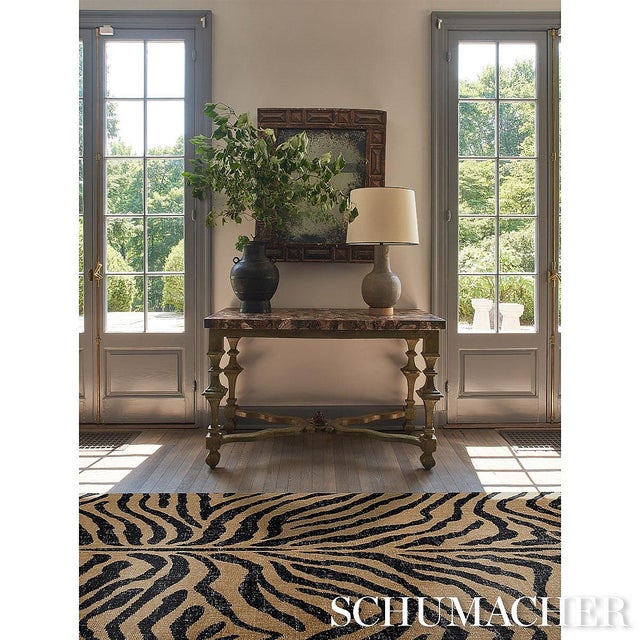 Schumacher Schumacher Zebre 9' x 12' Hand-Knotted Rug in Brown/ Black For Sale - Image 4 of 5