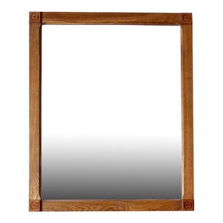 Vintage Oak Beveled Mirror For Sale